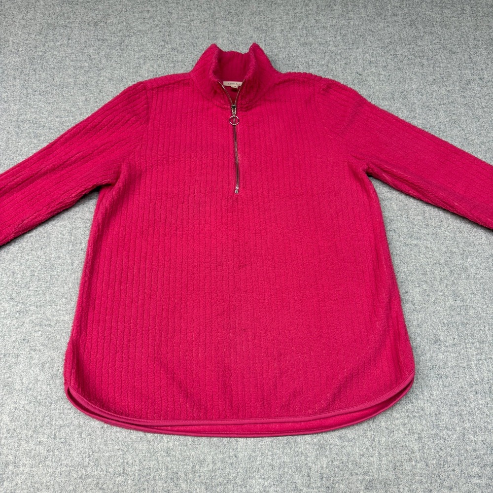 Como Blu Pullover Size Large Pink Faux Fur Ribbed Quarter Zip Fleece CS10725RBC